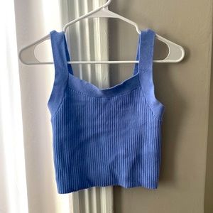 Abercrombie & Fitch Ribbed Crop Tank Blue